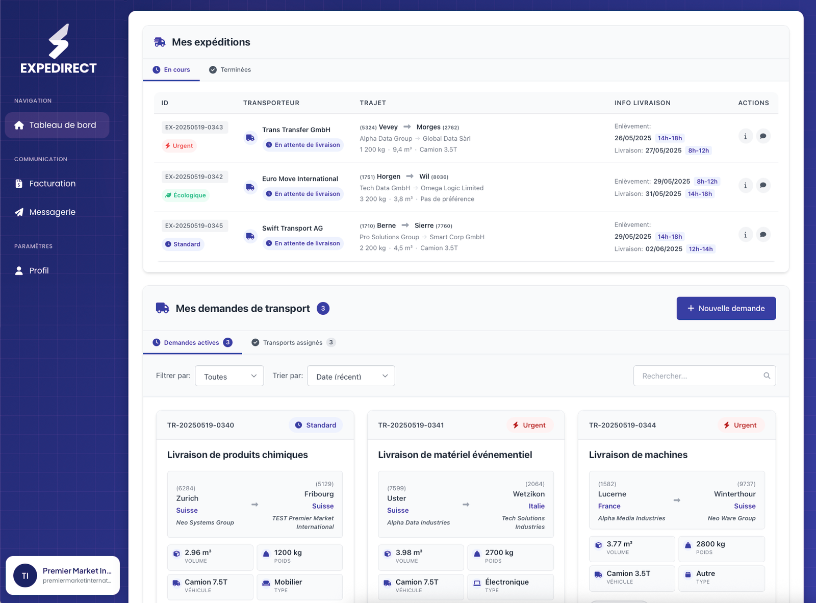Dashboard Expedirect