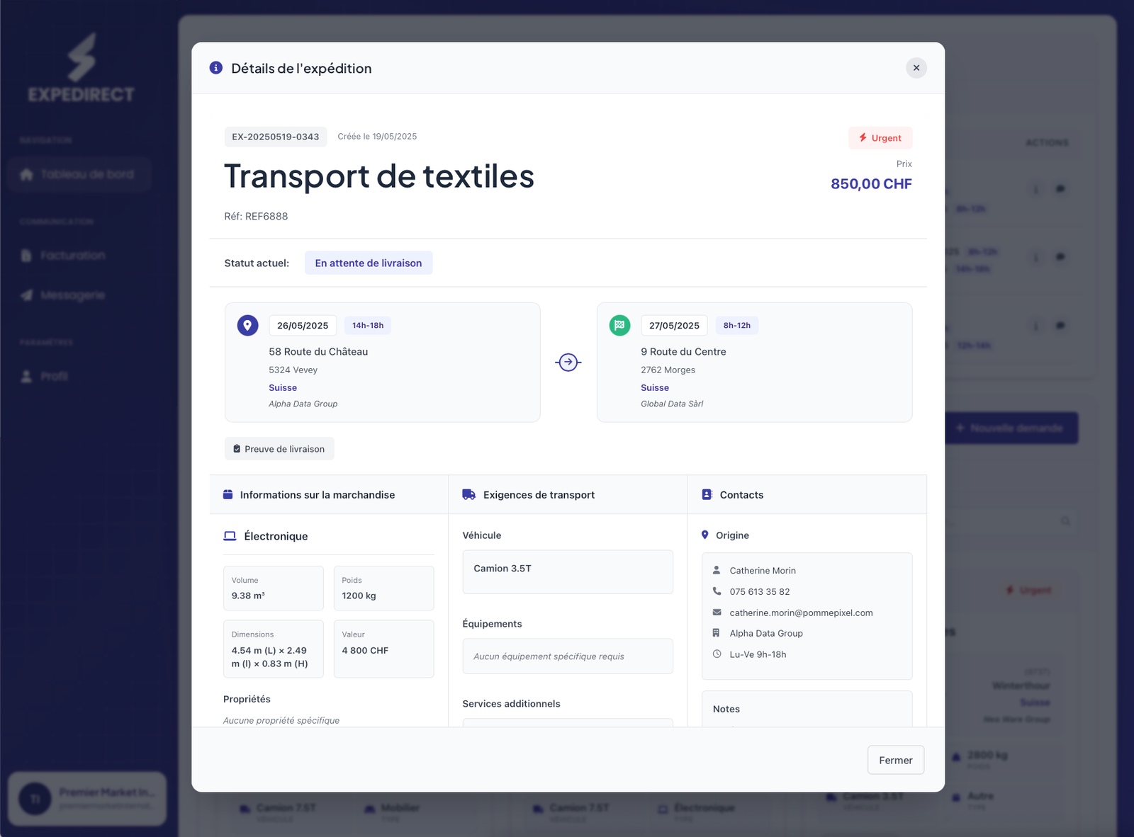 Interface d'informations